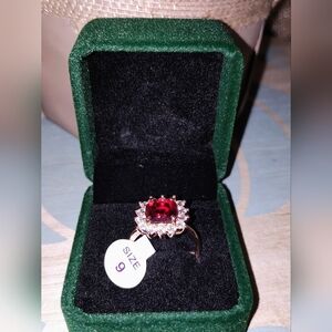 Garnet Stone & Rose Gold Plated Ring